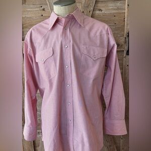 Ruddock Western Pearl Snap Shirt 17.5 Red White Stripe Made in USA